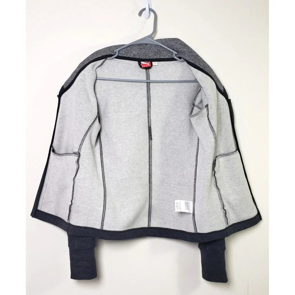 Puma Women's XS Gray Collar Full Zip Pockets Thumbhole Fleece Fitted Cozy Jacket - Picture 8 of 14